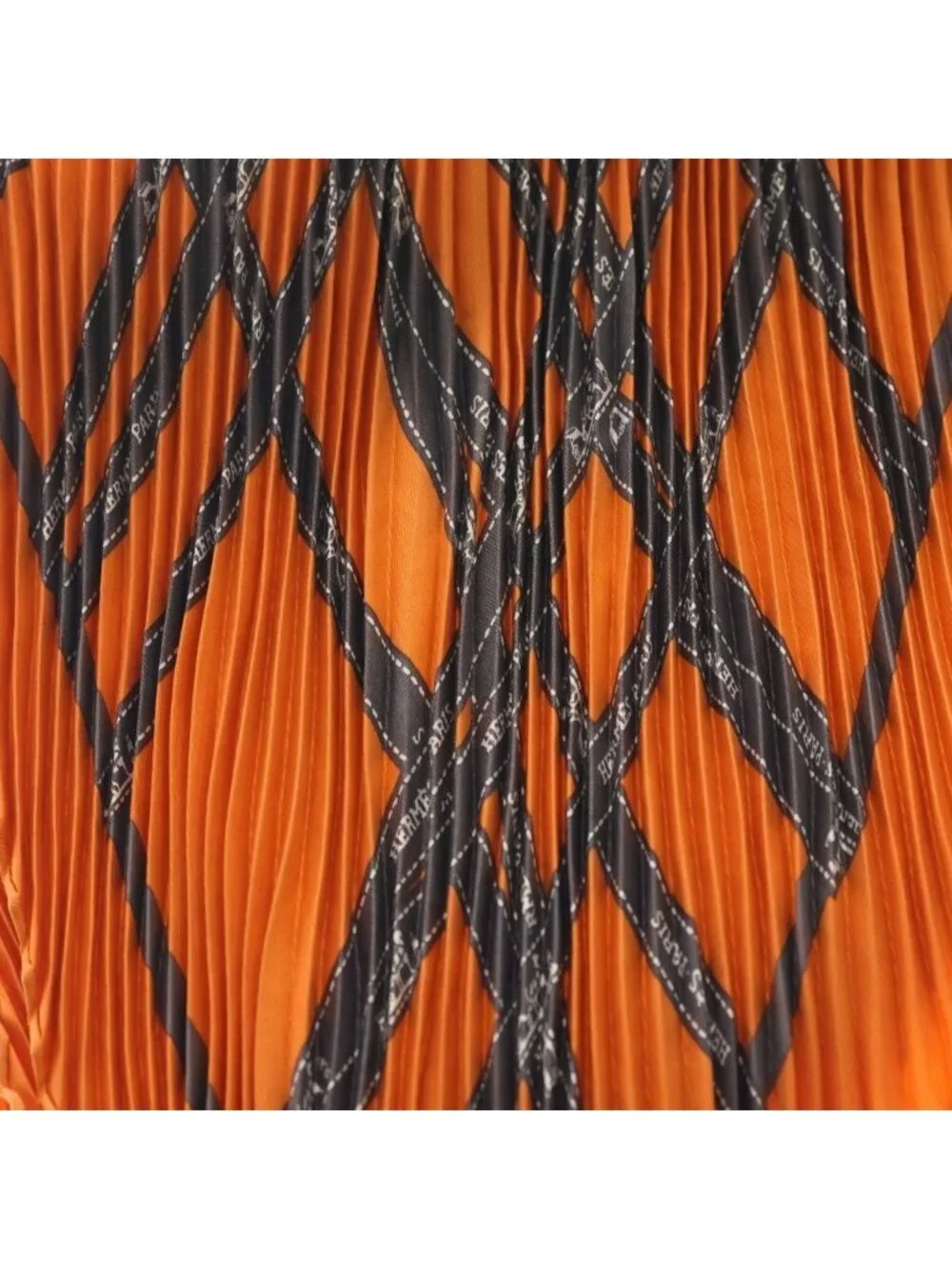 Hermes Carre 90 Scarf Pleated Bolduc Silk Orange - Picture 2 of 6